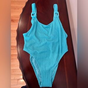 NWT Aerie Vibrant Blue Textured Swimsuit with Slight Sparkle